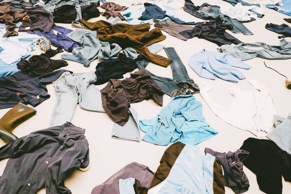 clothes strewn on the floor