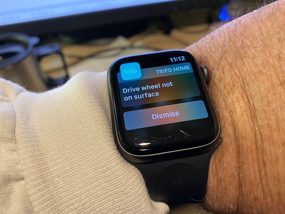 Apple Watch receiving alert from Trifo Max