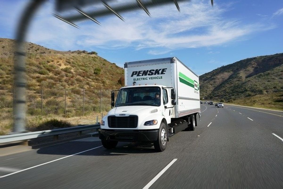 Penske electric vehicle on highway