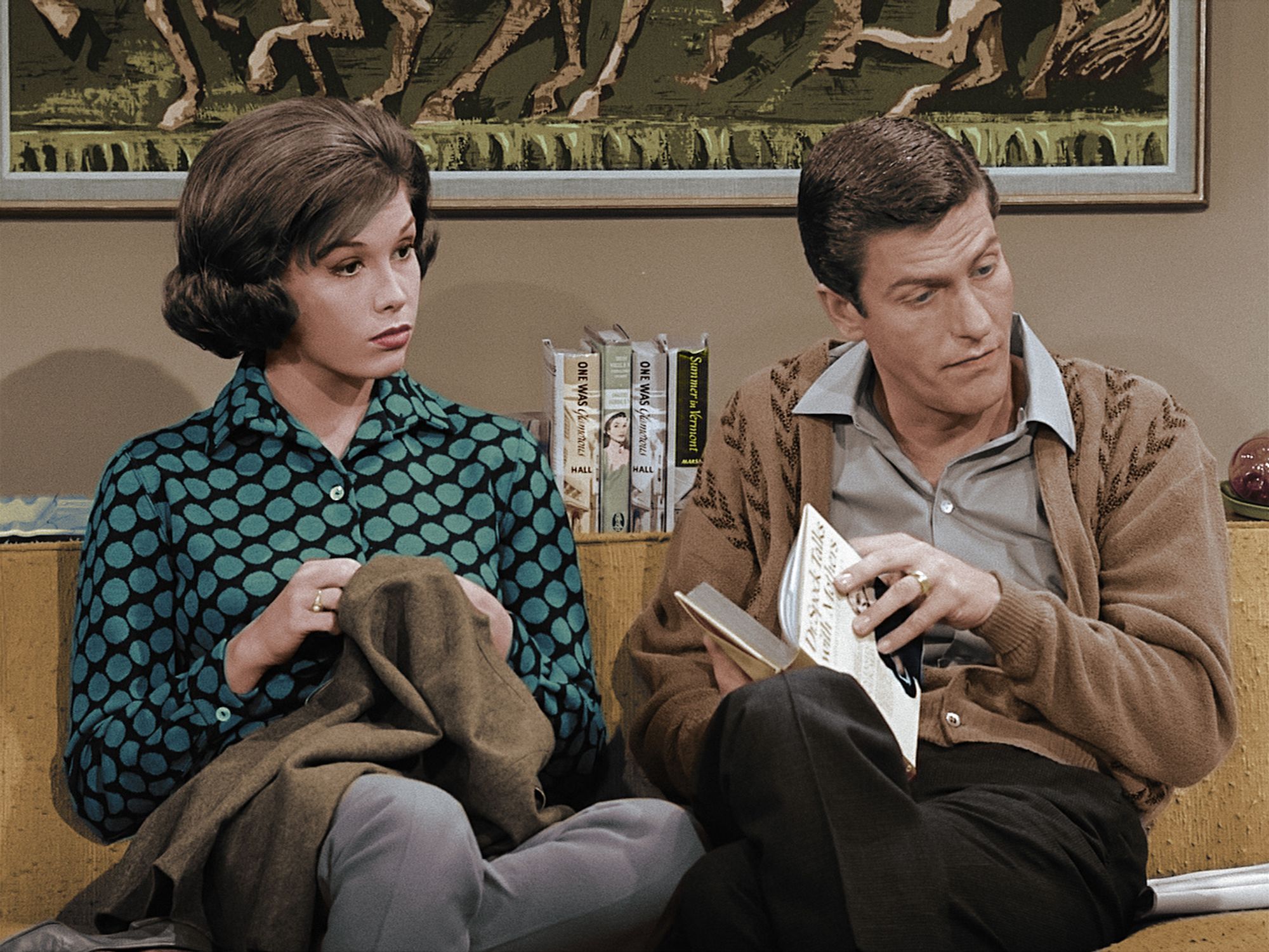 Mary Tyler Moore and Dick Van Dyke in a newly colorized episode of the 1950s sitcom