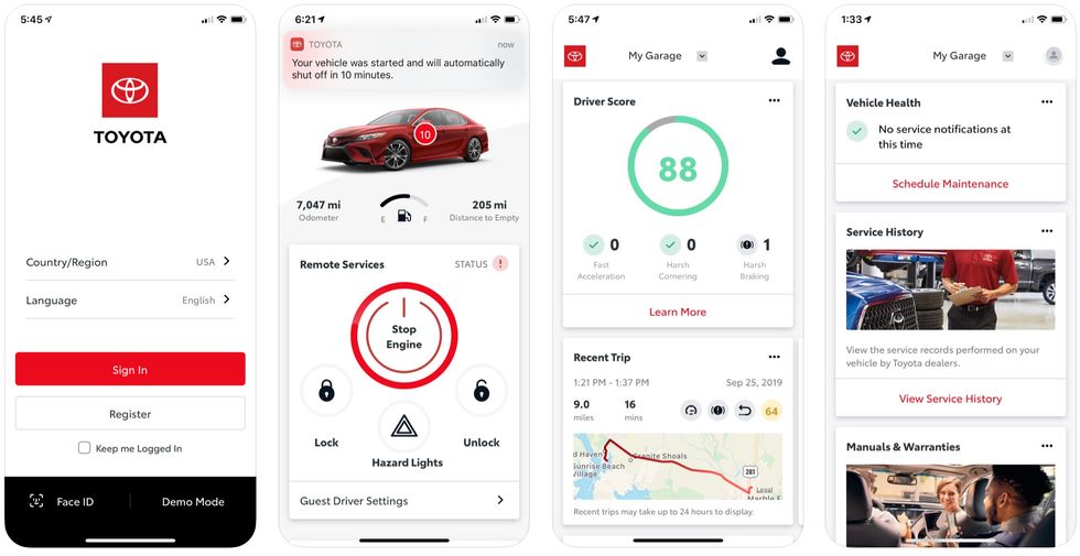 The Toyota app for iOS