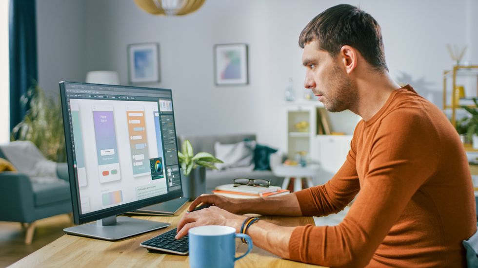 Stock image of a computer desktop monitor at home