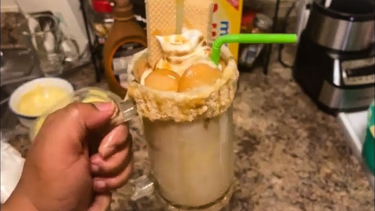 This banana pudding milkshake is a decadent dessert you can sip through a straw