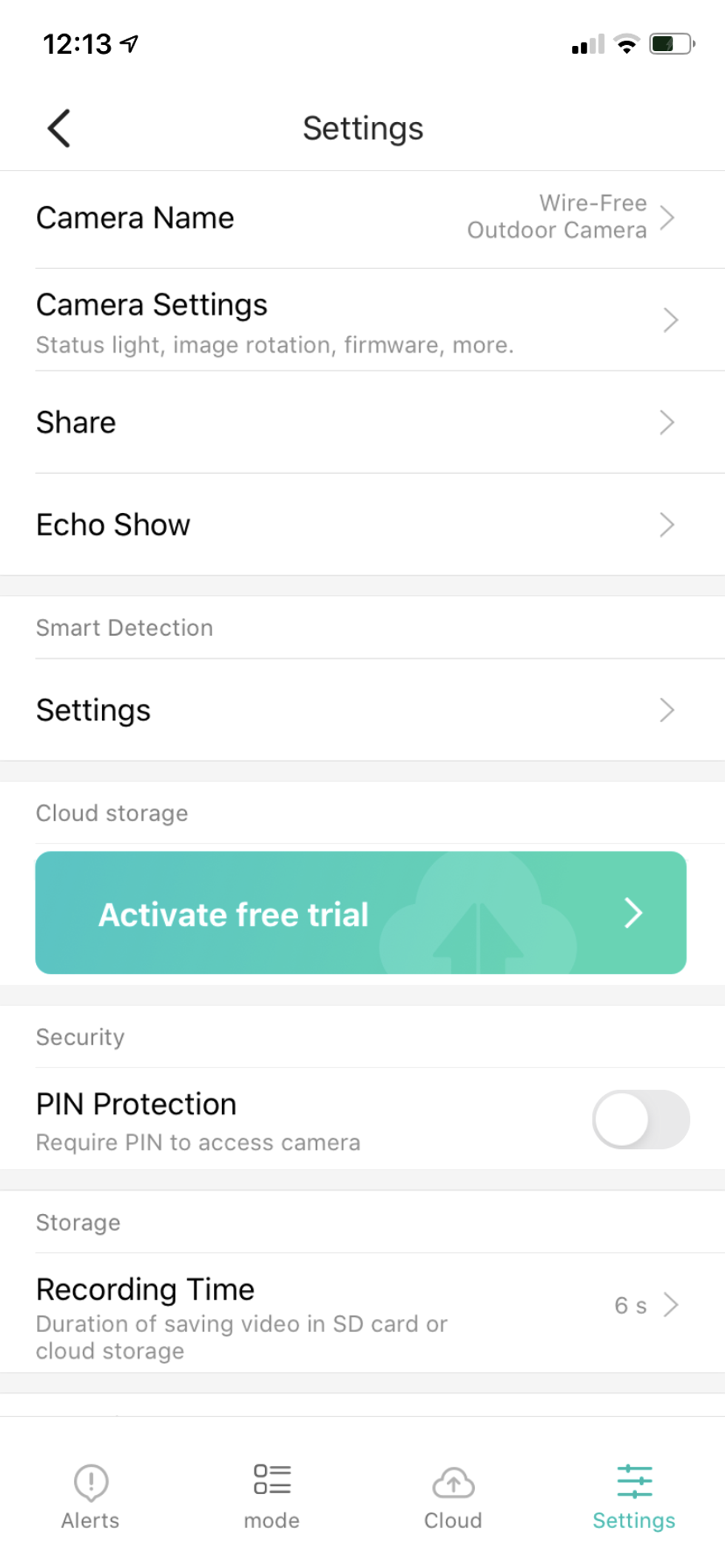 screen shot of Kami app settings
