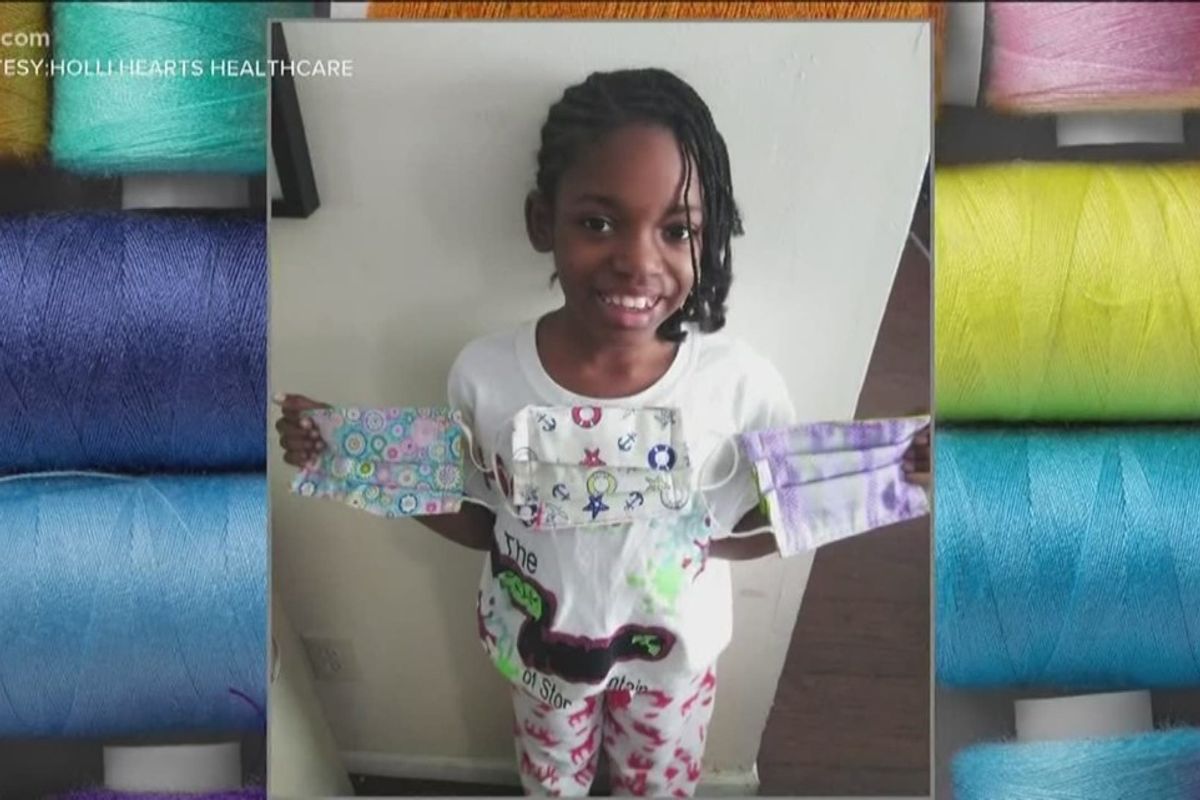 An 11-year-old girl is taking sewing lessons to make 1,200 masks for homeless people