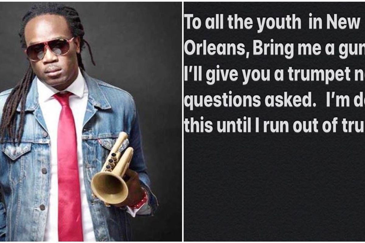 A New Orleans musician started a 'guns-for-trumpets' program and it's already a huge hit