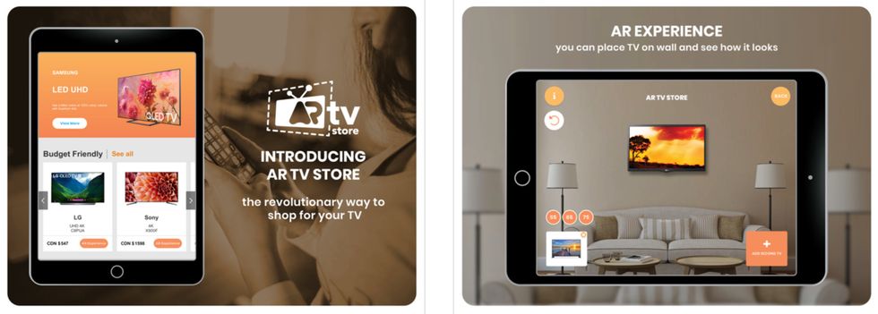The AR TV Store app for iPhone
