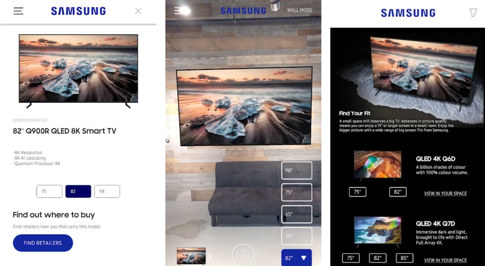 Samsung TV True Fit augmented reality app