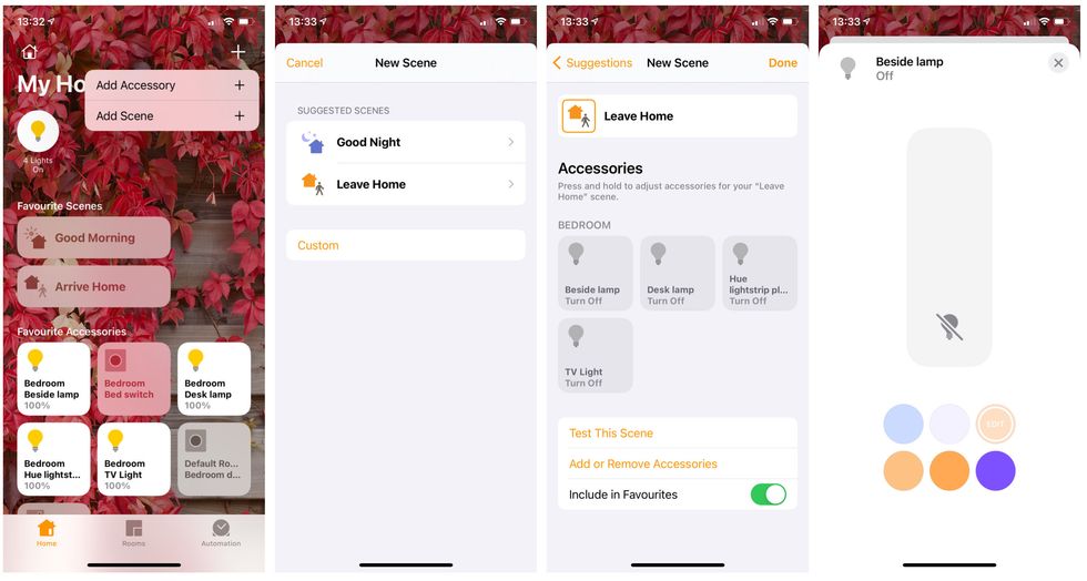 Editing a suggested scene with Apple Home