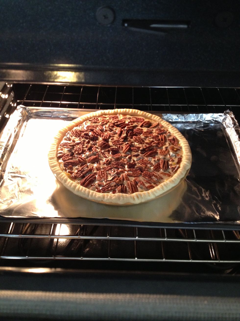 Pecan Pie Baking In An Oven