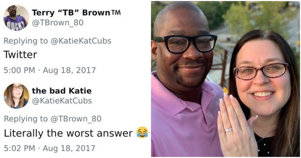 These two are now engaged after he answered her dating advice question with the 'worst' answer