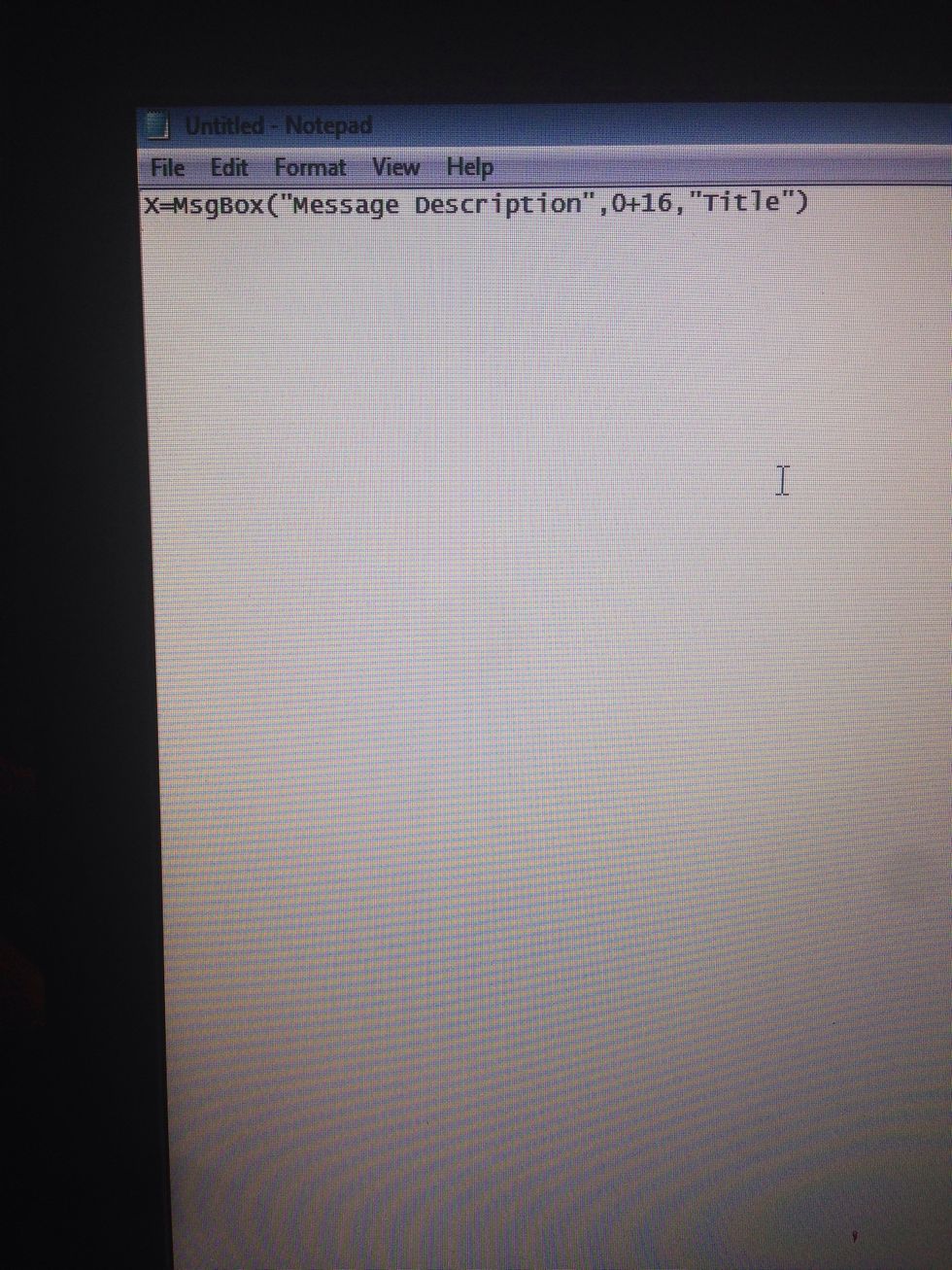 X Msgbox Message Description 16 Title