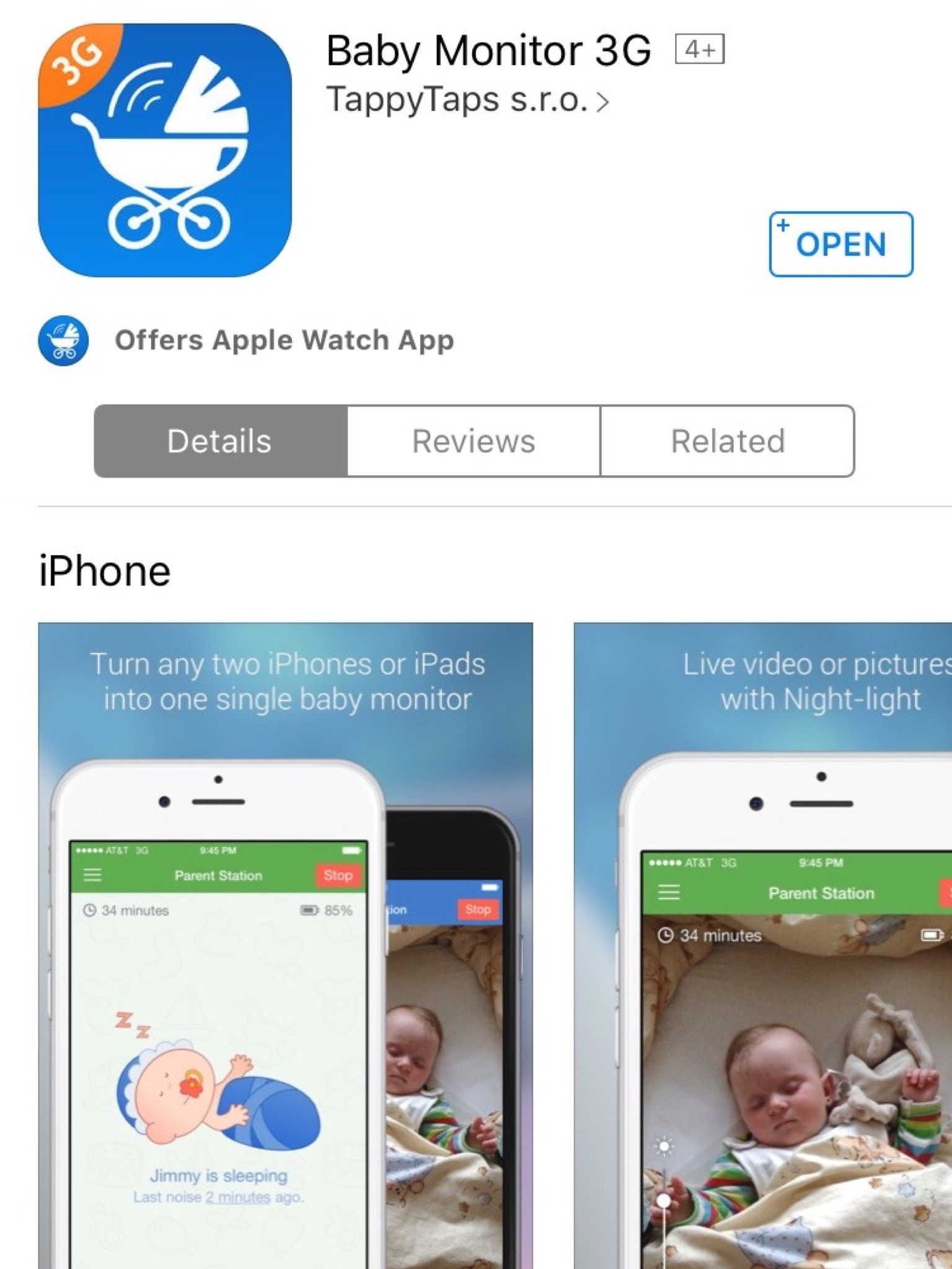 use two phones as baby monitor