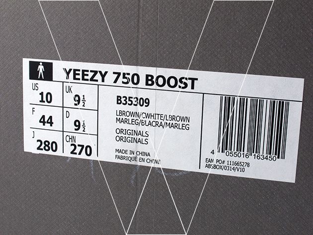 yeezy size label