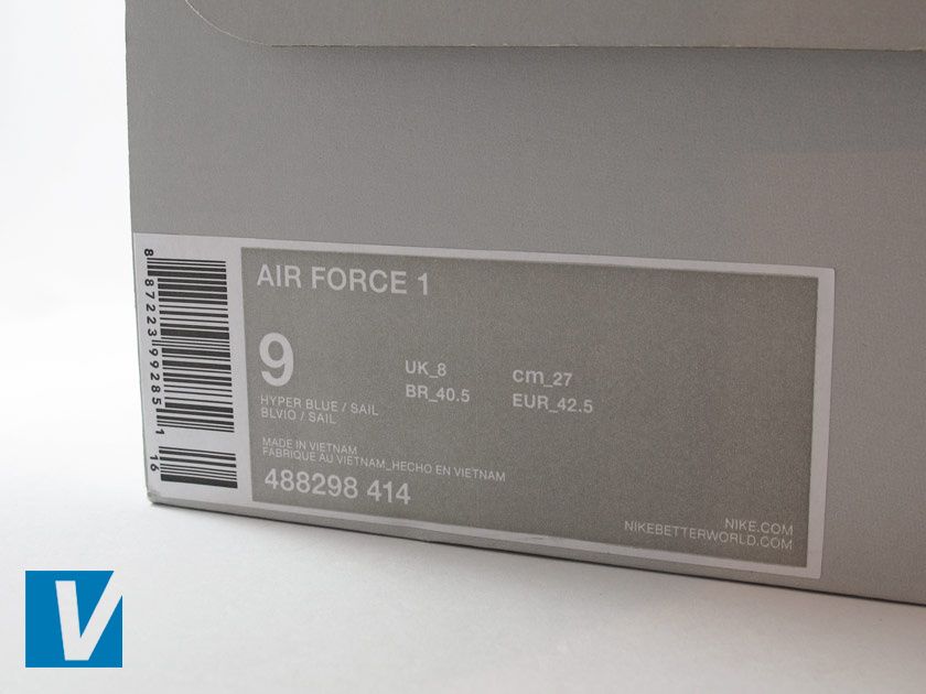 air force 1 with tag on side