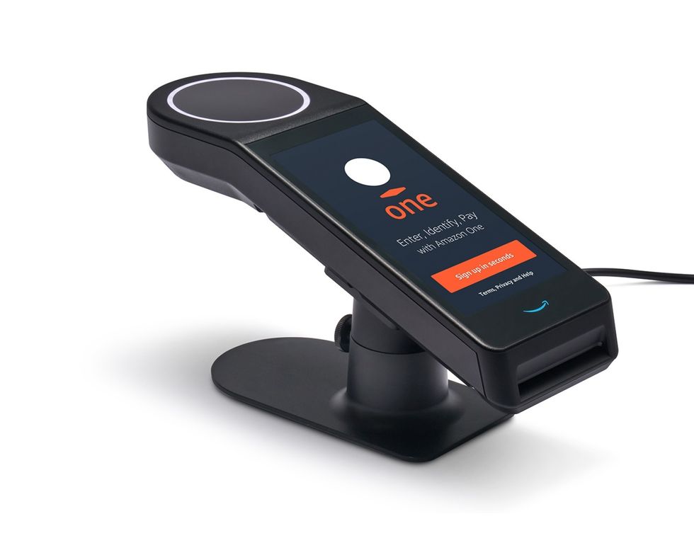 Amazon One contactless palm-recognition device