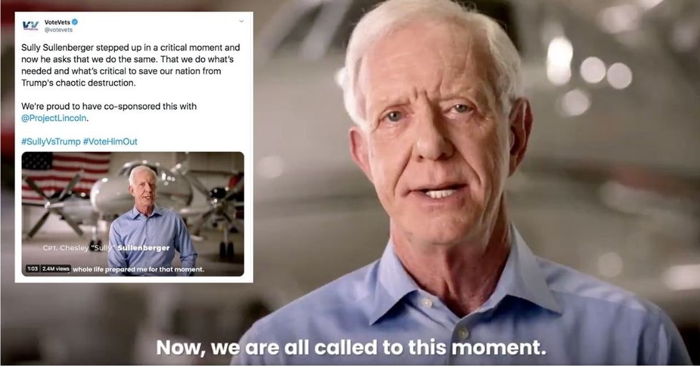 Captain Sully stars in stirring anti-Trump ad: 'Vote him out
