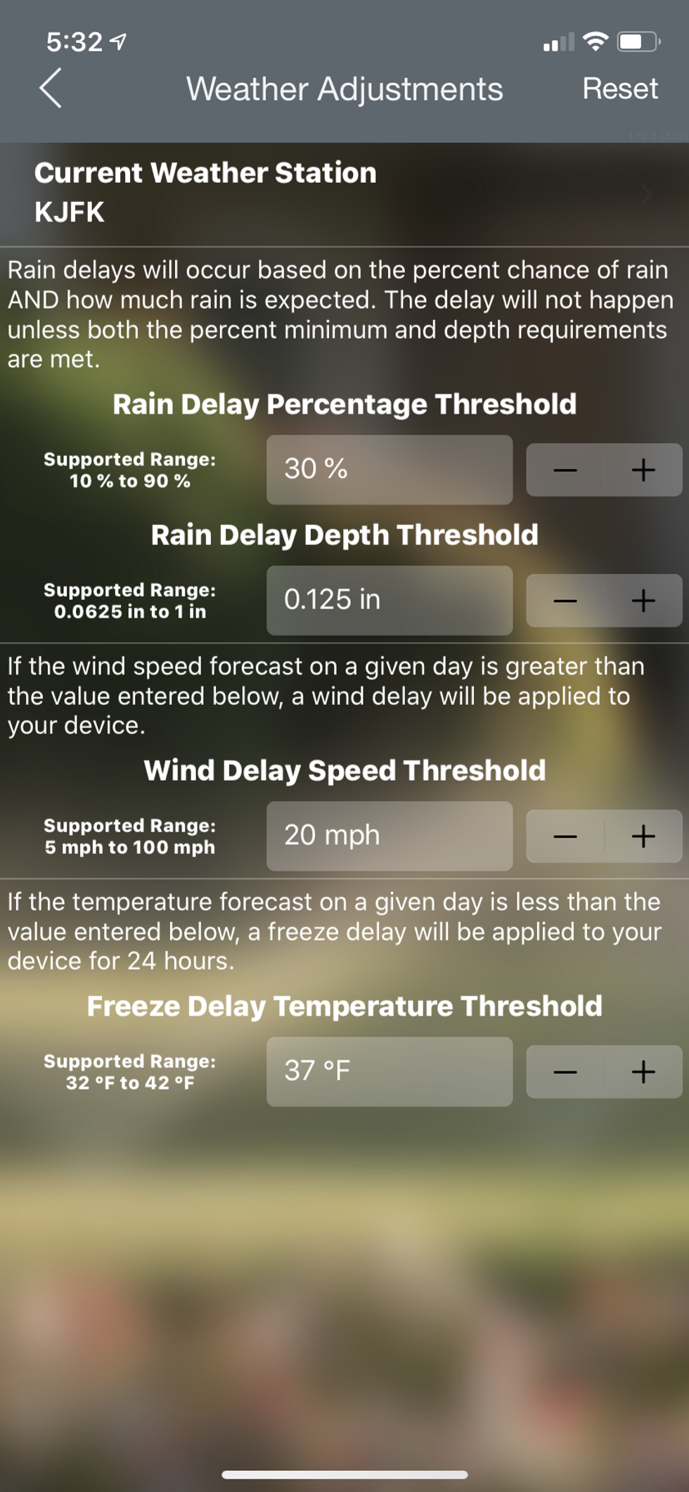 Can adjust weather settings in Orbit app.