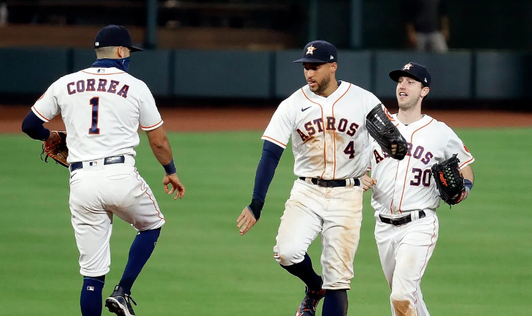 Astros Carlos Correa, George Springer, and Kyle Tucker