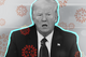 President Donald Trump surrounded by images of the coronavirus
