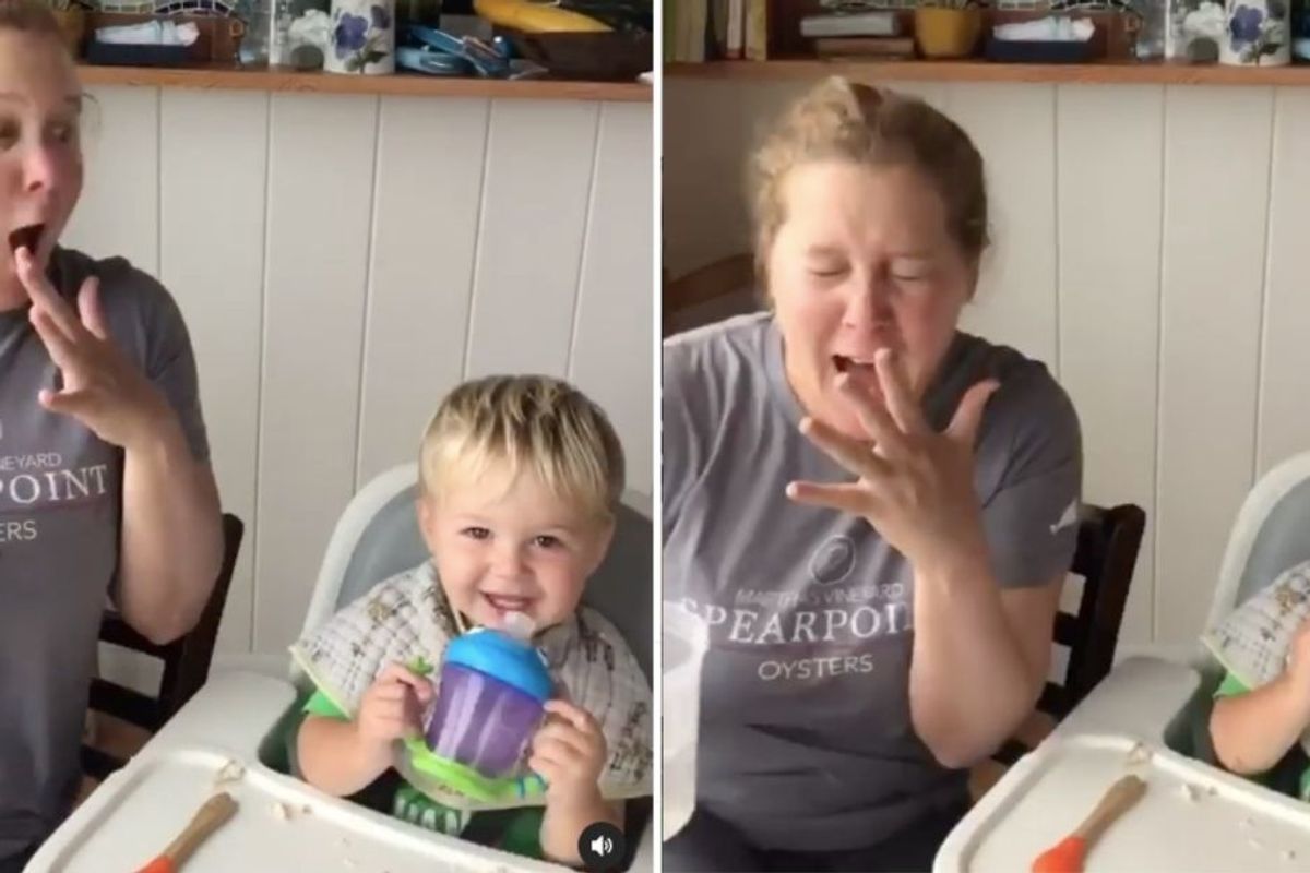 Amy Schumer caught a major milestone moment on video, and it's toddlerhood in a nutshell