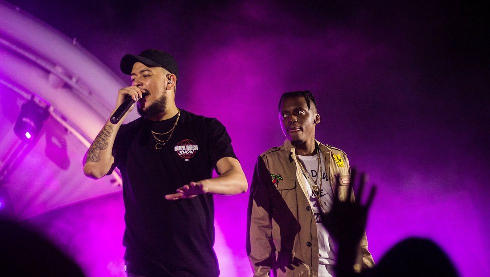 AKA and Yanga Chief on stage. class=