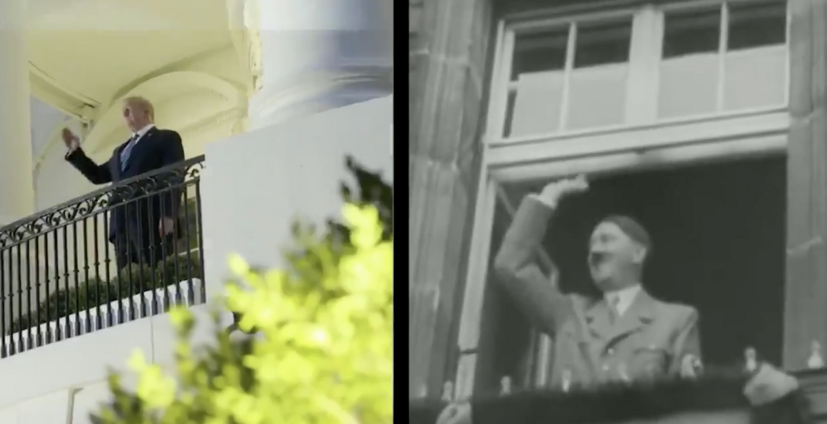 Side by Side Edit of Trump Video Returning Home From Walter Reed With Shots From Hitler Propaganda Film Has the Internet Unsettled