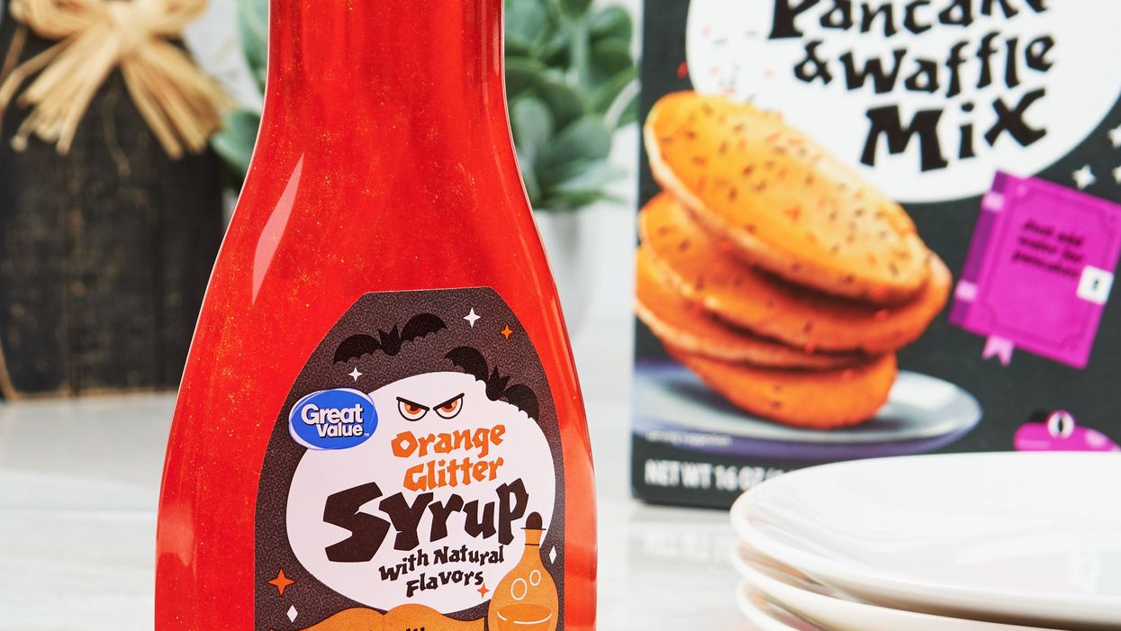 Orange glitter syrup exists so your Halloween breakfast can come with a side of spooky fun
