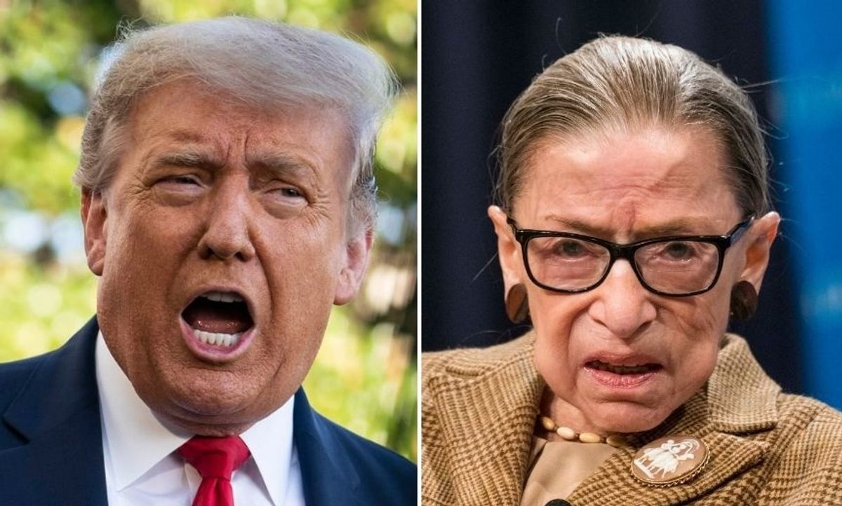 Trump Slammed After Suggesting RBG's Dying Wish Was Actually 'Written Out' by Schumer and Pelosi