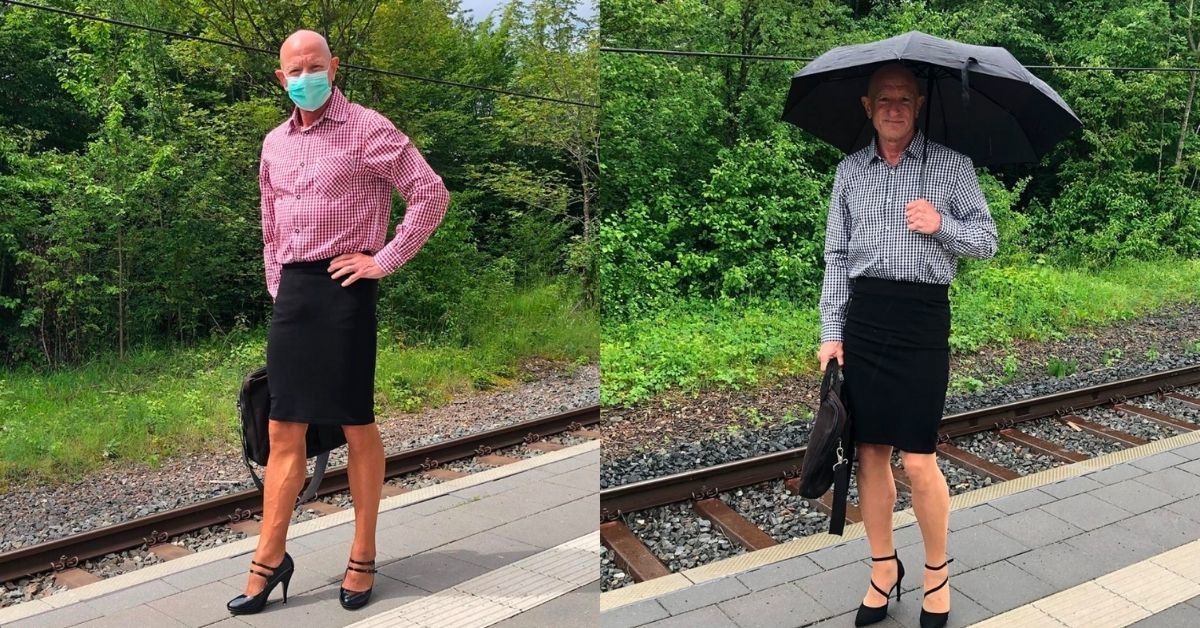 'Straight, Happily Married' Dad Of Three Wears A Skirt And Heels To Work To Make A Powerful Statement