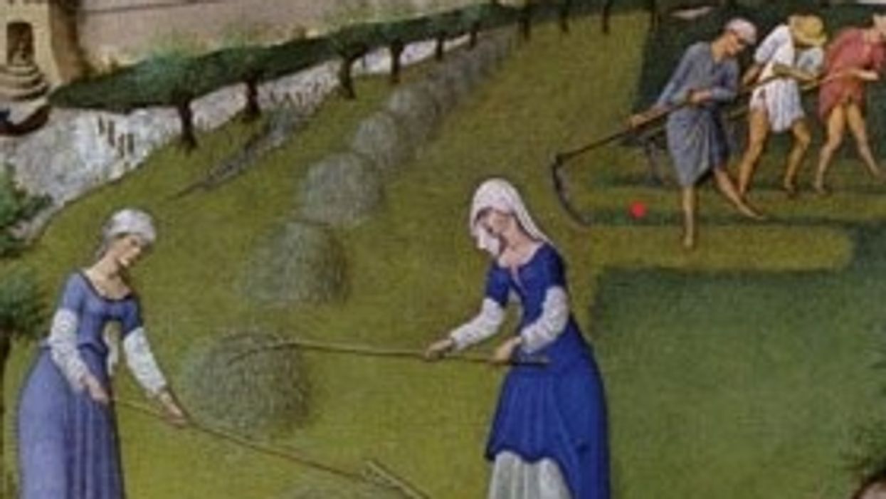 two maidens rake hay - 18th Century 