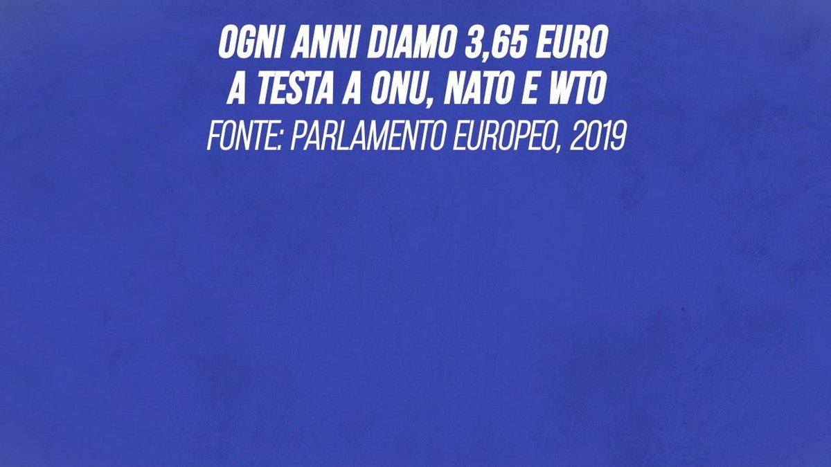Ogni anno diamo 3,65 euro a testa a Onu, Nato e Wto