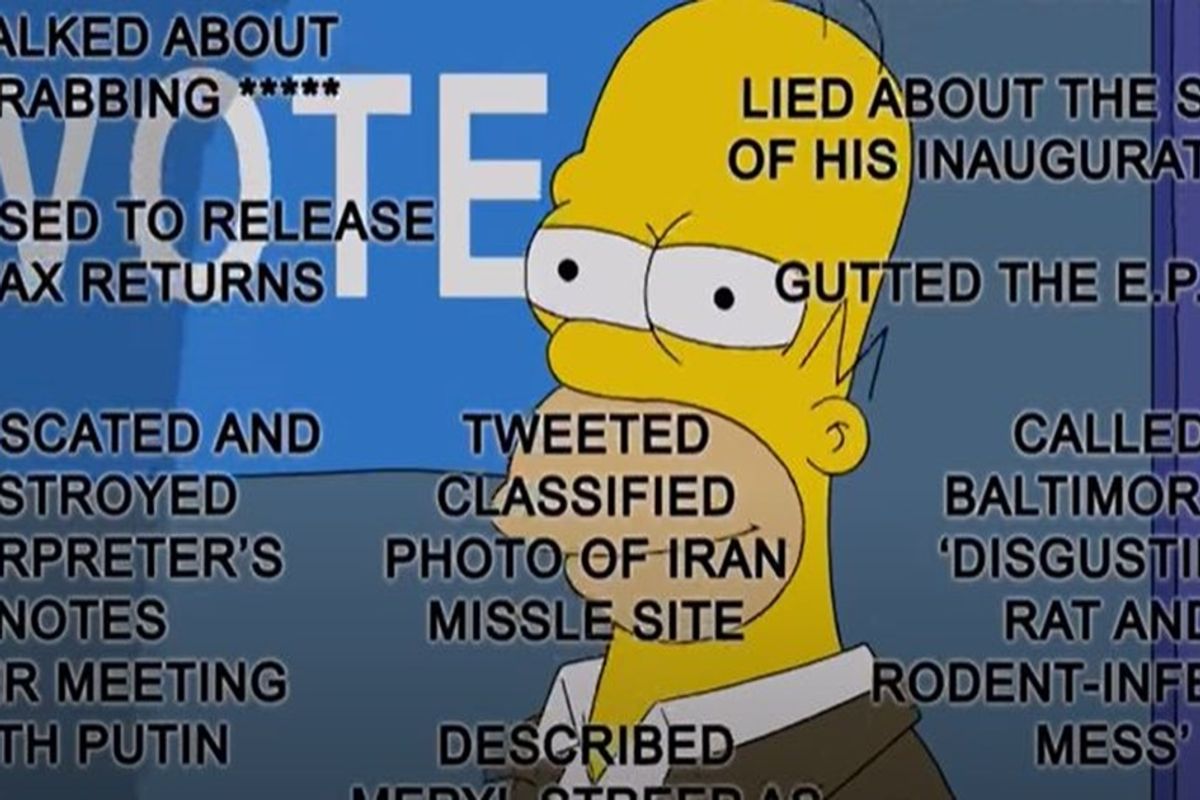 Homer reads a list of 50 reasons not to vote for Trump in 'The Simpsons' upcoming Halloween episode