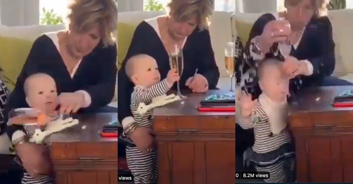 The Internet Can't Decide If This Woman Who Caught Her Champagne Instead Of A Falling Baby Is A Hero Or A Villain