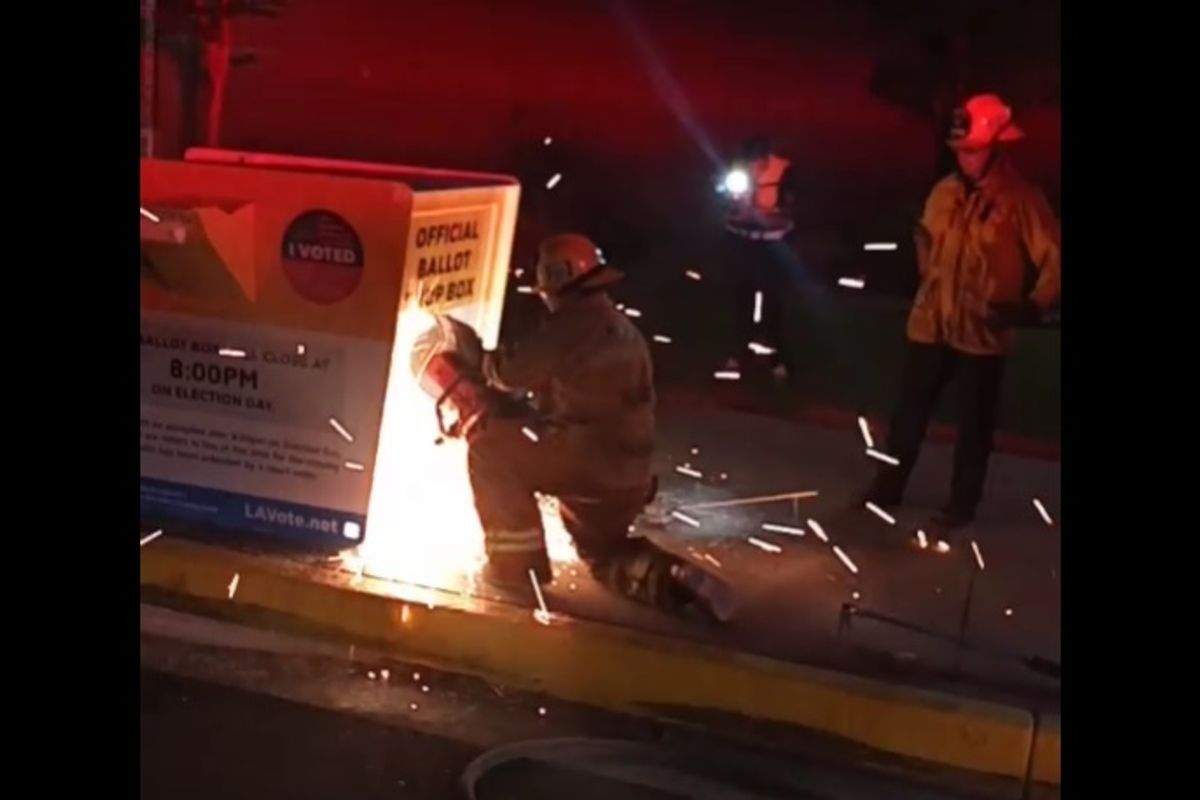 LA County ​Ballot Drop Box Set On Fire, By Communists Probably, Why Not