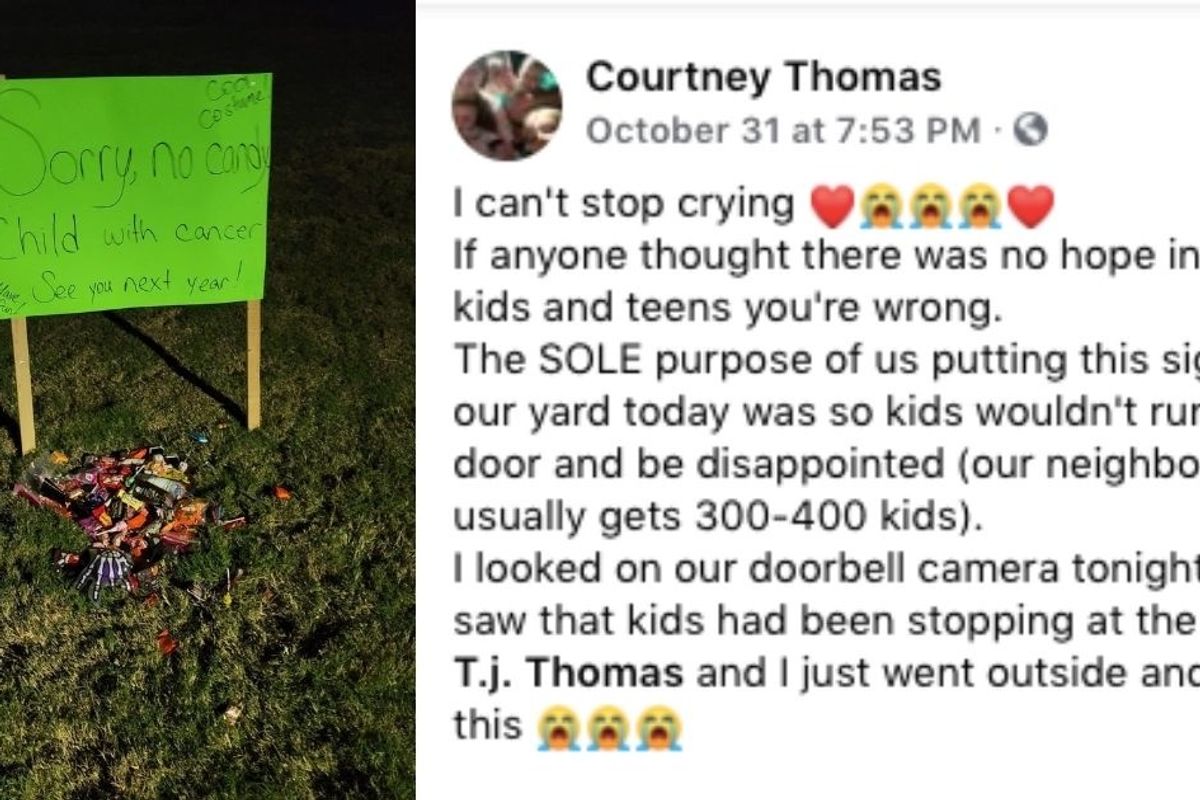 Family put out a "Sorry, no candy" sign and got the most heartwarming response in return