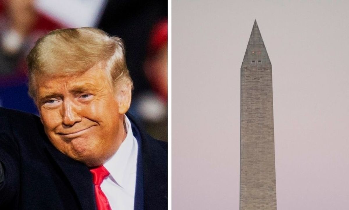 Trump Campaign Roasted for Horribly Photoshopped Pic of Washington Monument 'Demolition' Under Biden
