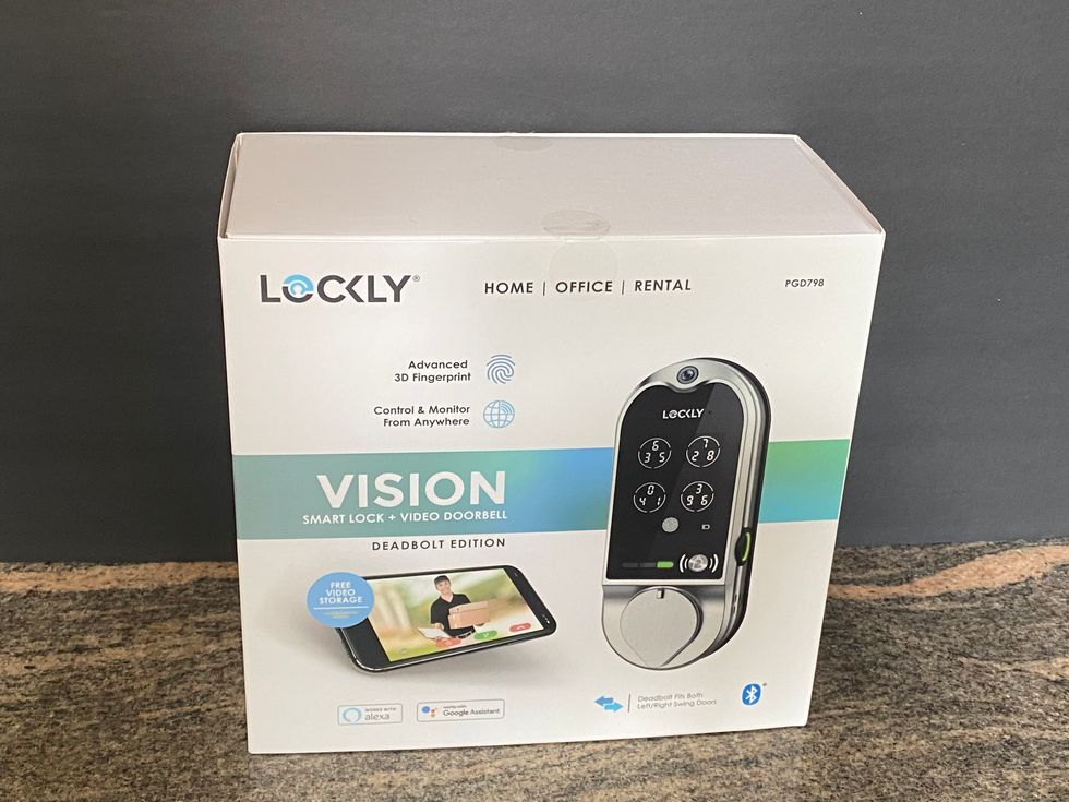 Lockly Vision box on a counter.