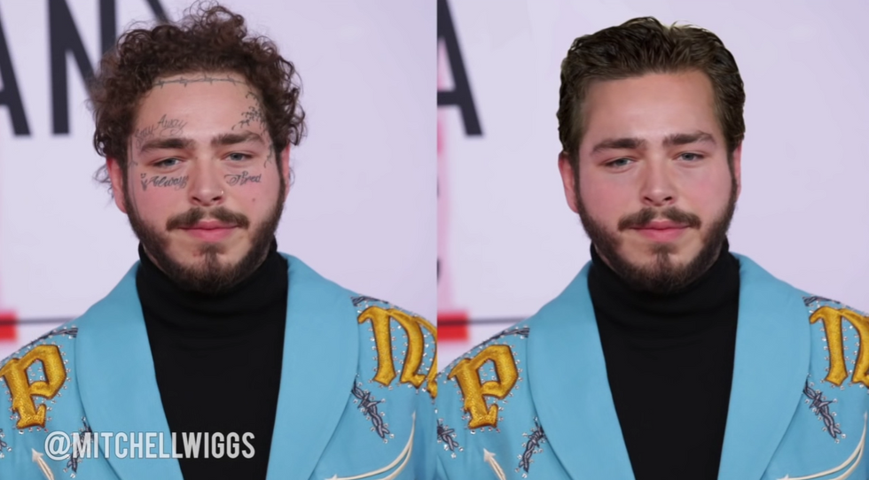 Post Malone Looks Completely Different Without Long Hair and Face