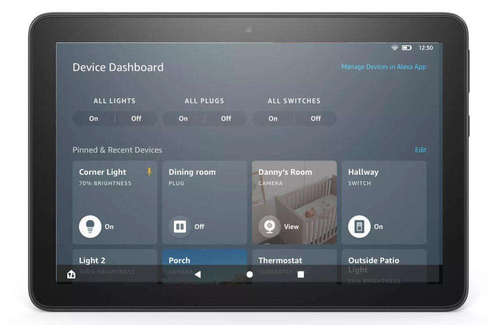 Device Dashboard on an Amazon Fire HD tablet