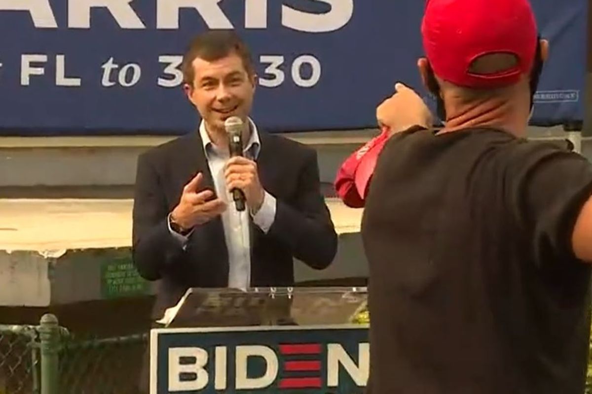 Pete Buttigieg masterfully shuts down a MAGA heckler. And then they even agree on something.