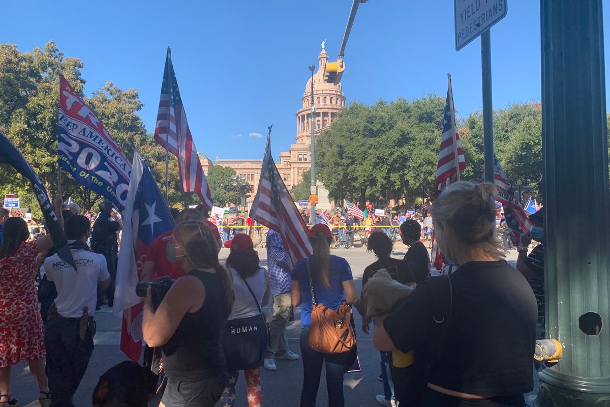 Celebrations and protest of presidential results take place in downtown Austin
