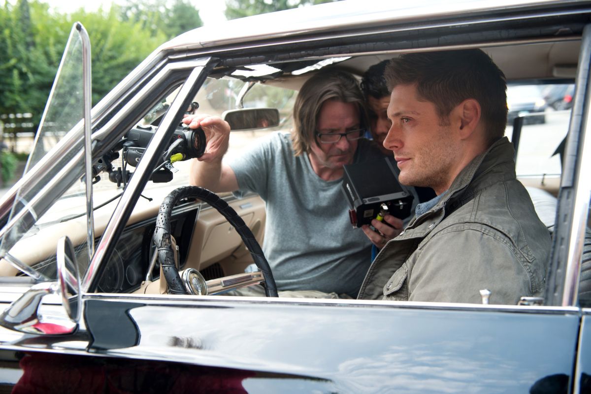 A behind-the-scenes shot from the Baby-centric episode of Supernatural