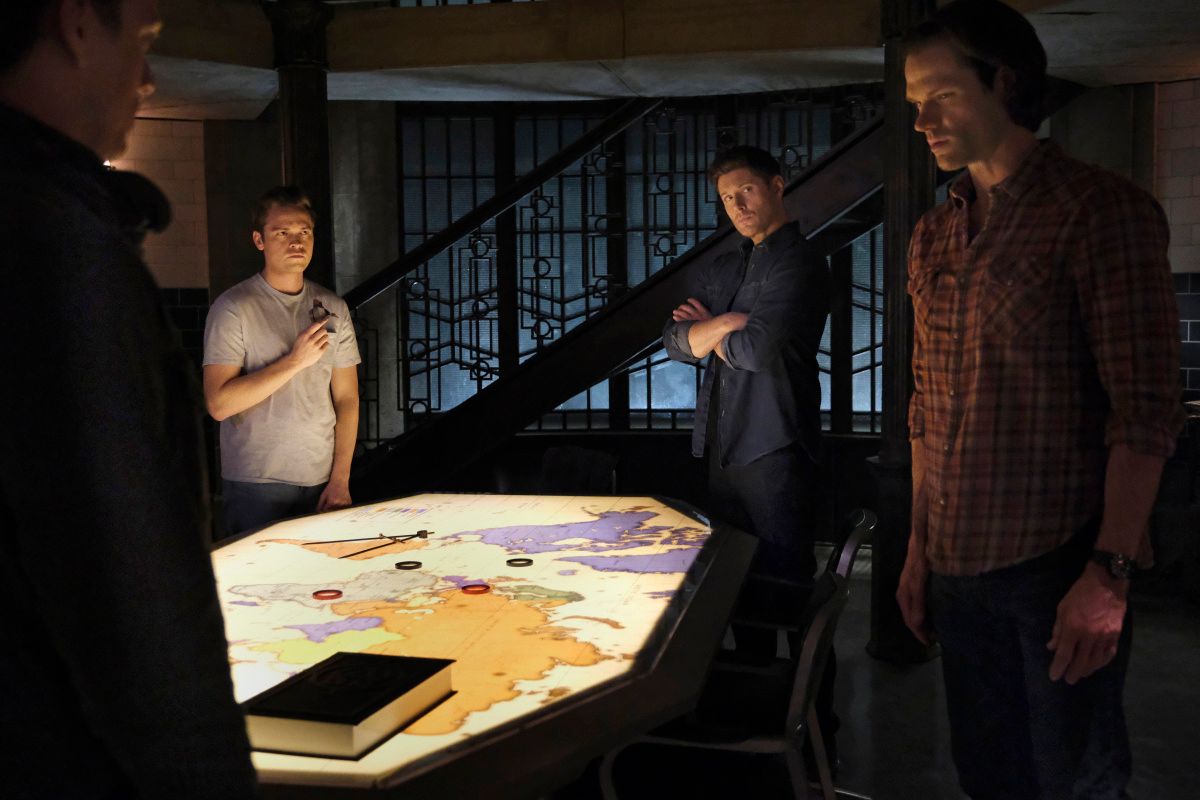 \u200bJake Abel as Michael, Alexander Calvert as Jack, Jensen Ackles as Dean, and Jared Padalecki as Sam