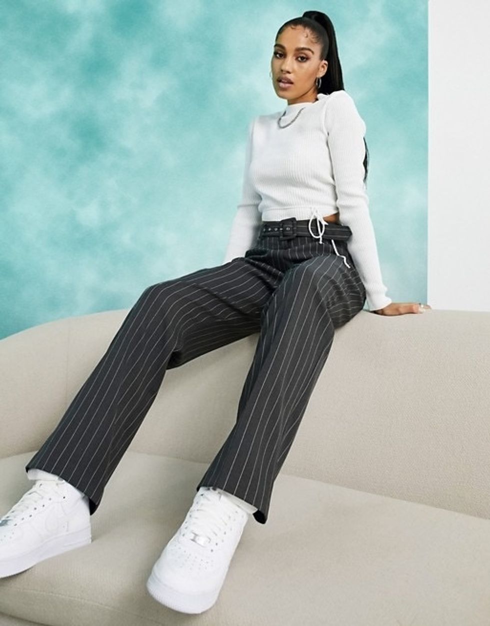 asos-design-belted-slouchy-dad-pants-in-pinstripe