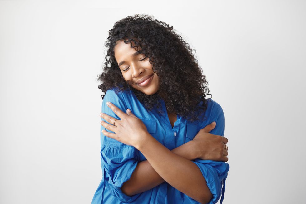 black girl loving herself
