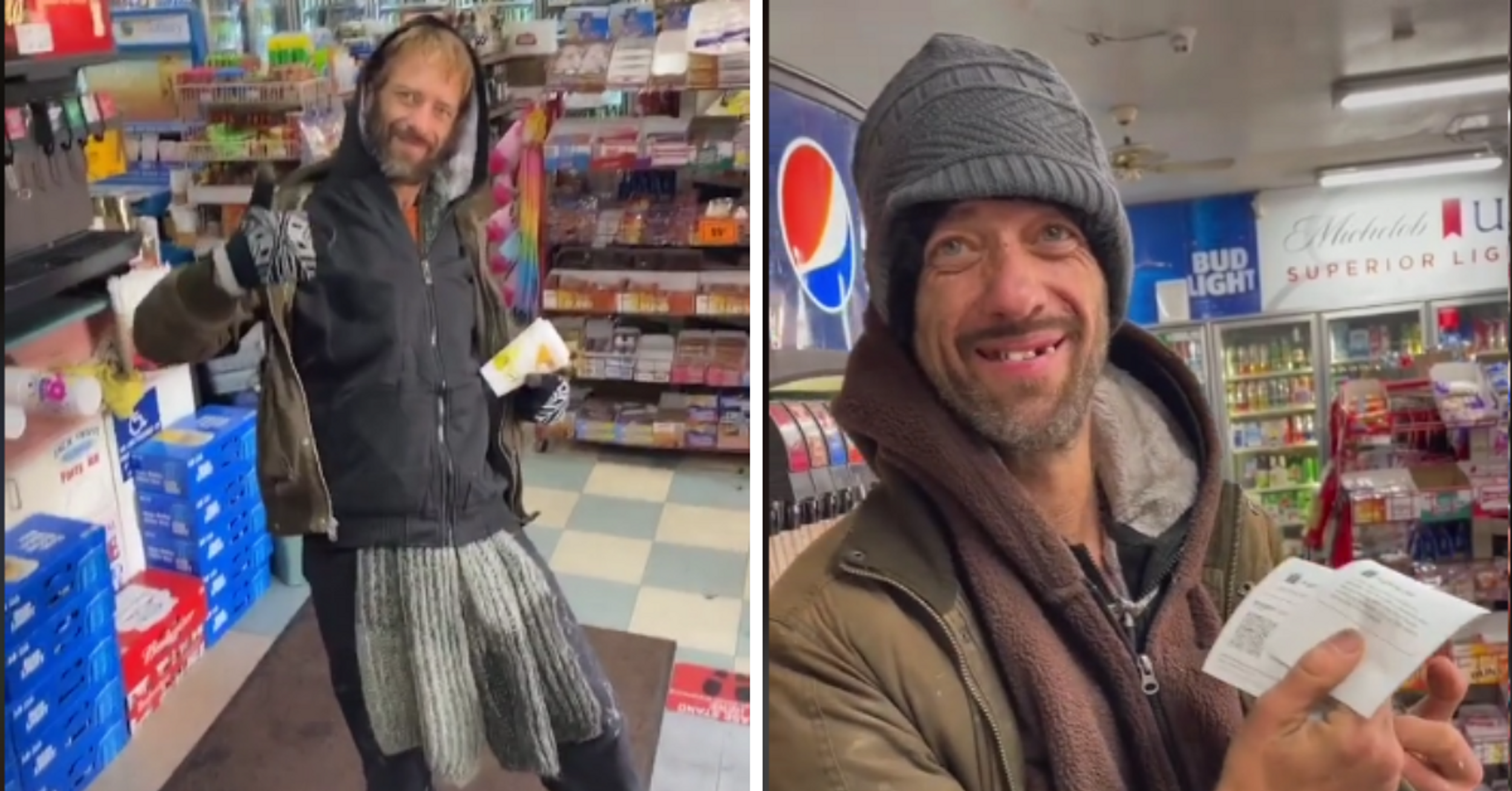 Homeless Man Overwhelmed After Being Surprised With Gifts Sent By Kind Strangers On TikTok