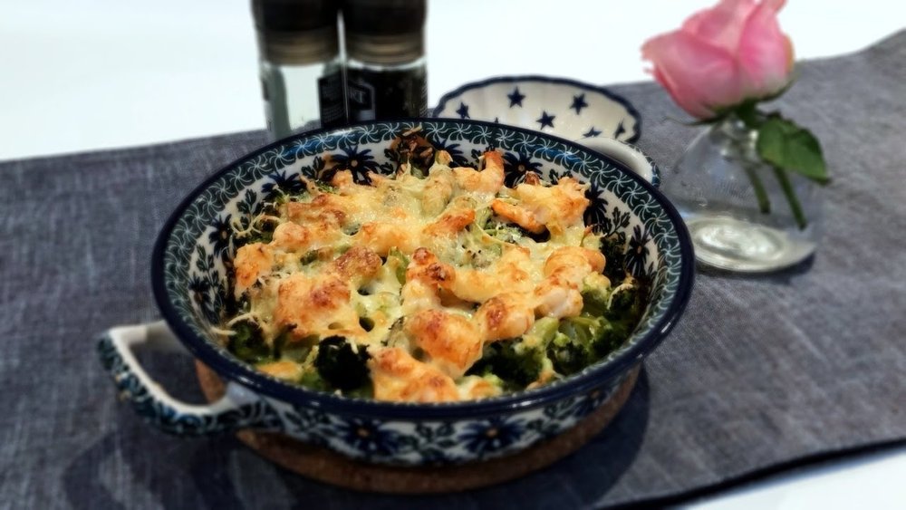 Prawn and Broccoli Cheese Bake without white sauce