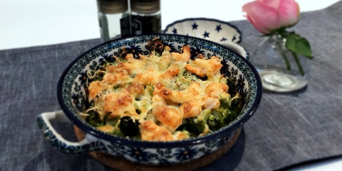 Prawn and Broccoli Cheese Bake without white sauce