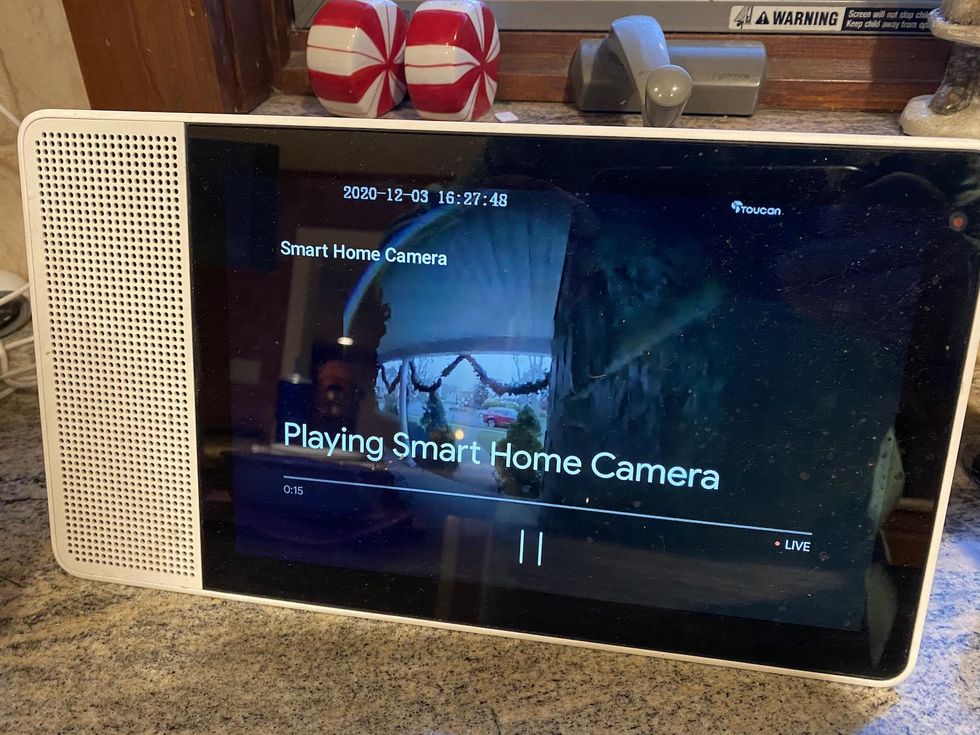 Live video feed from Toucan. video doorbell on a Google smart display